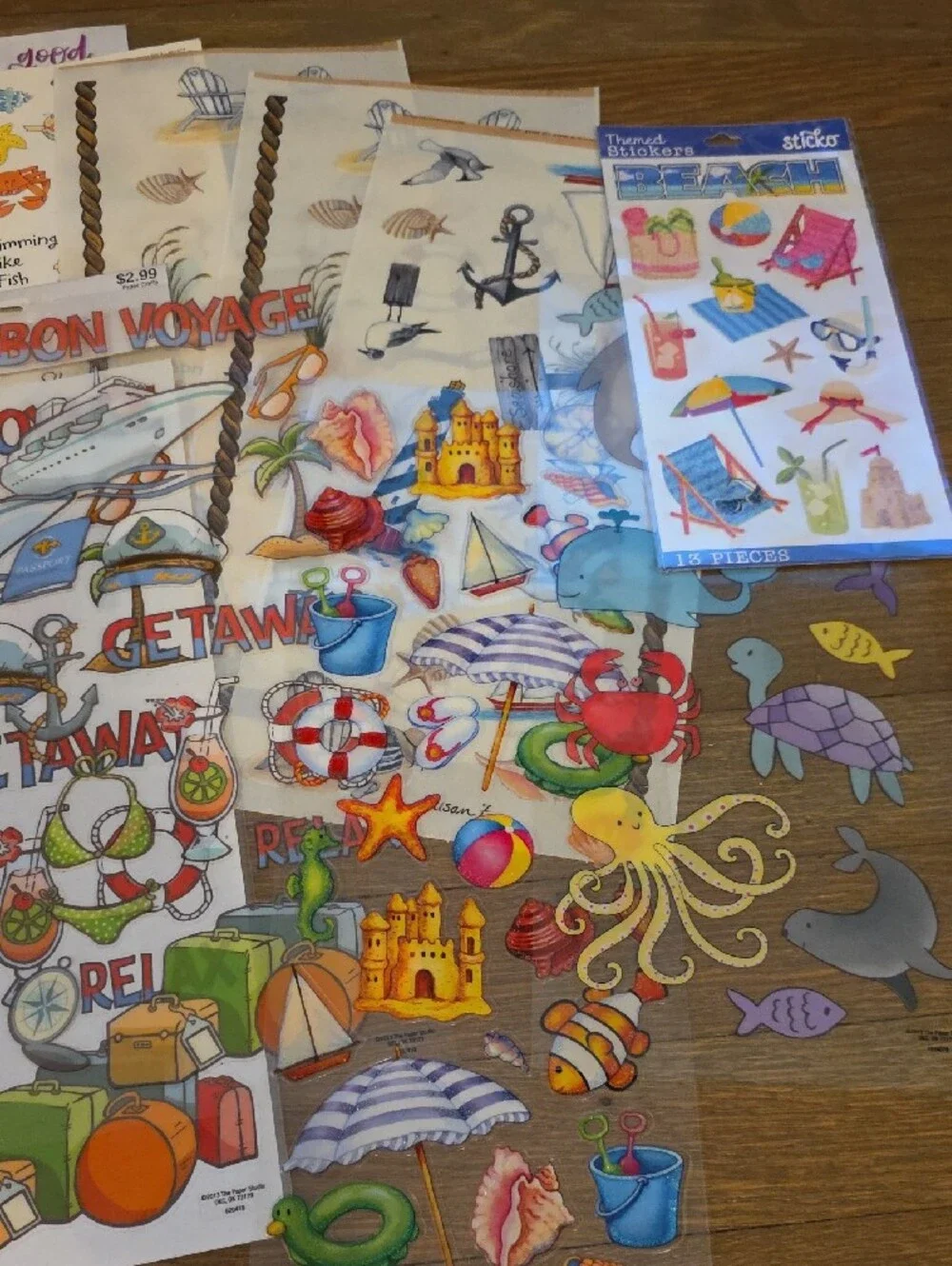 Assorted Summer/ Beach/ Vacation Stickers - 23 Packs. Scrapbooking/ Craft NEW